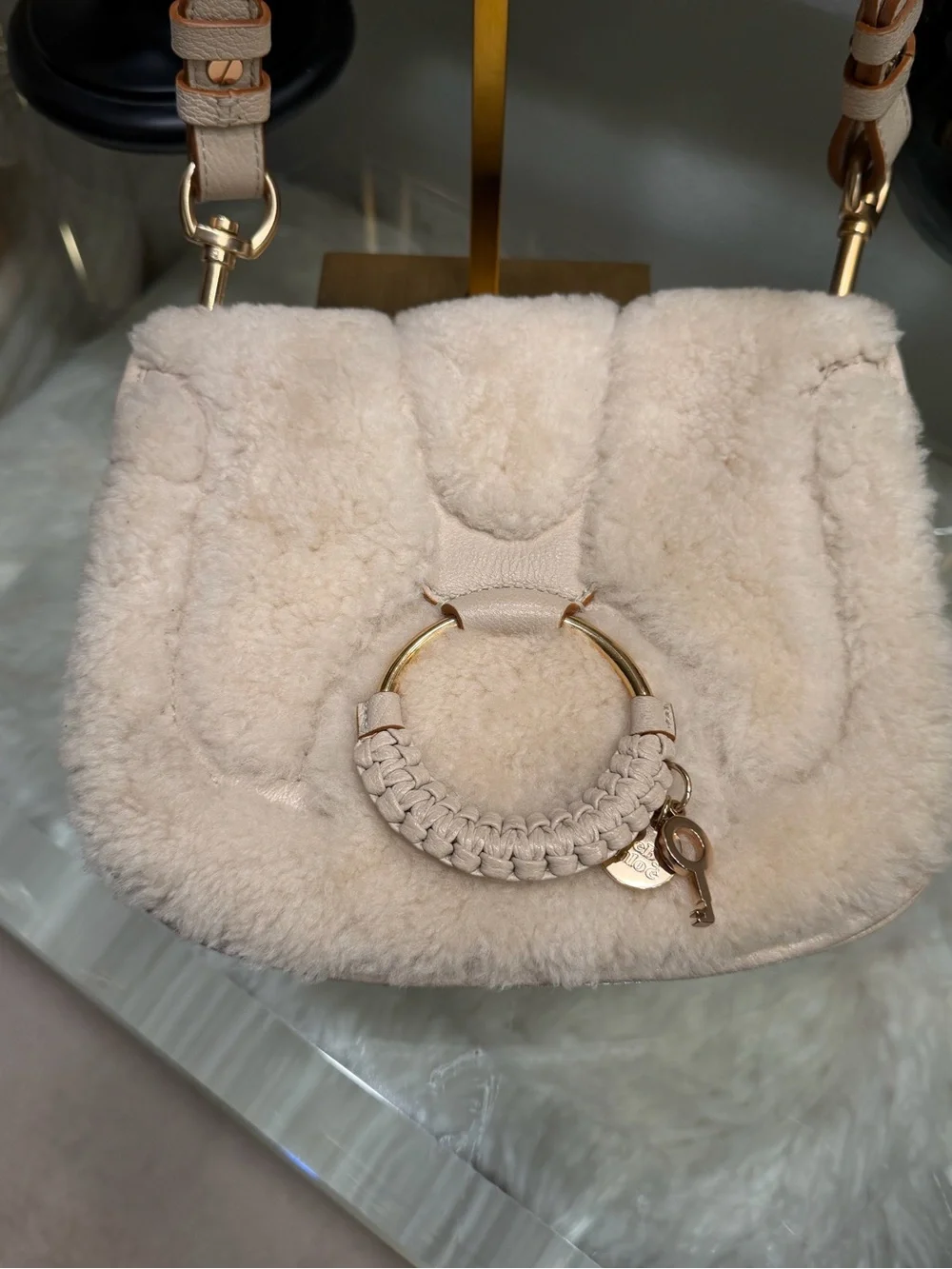 See by Chloe Plush Shearling Crossbody Bag - Cream